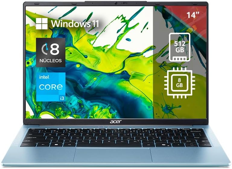 Laptop Aspire Lite 14 | Intel Ci3 8GB RAM | 512GB SSD Incluye Protección contra Robo y catástrofes por 1 año