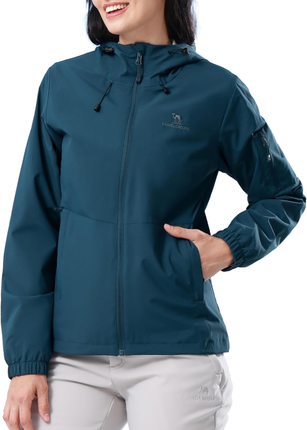 CAMELSPORTS chamarra impermeable para mujer, cortavientos con capucha