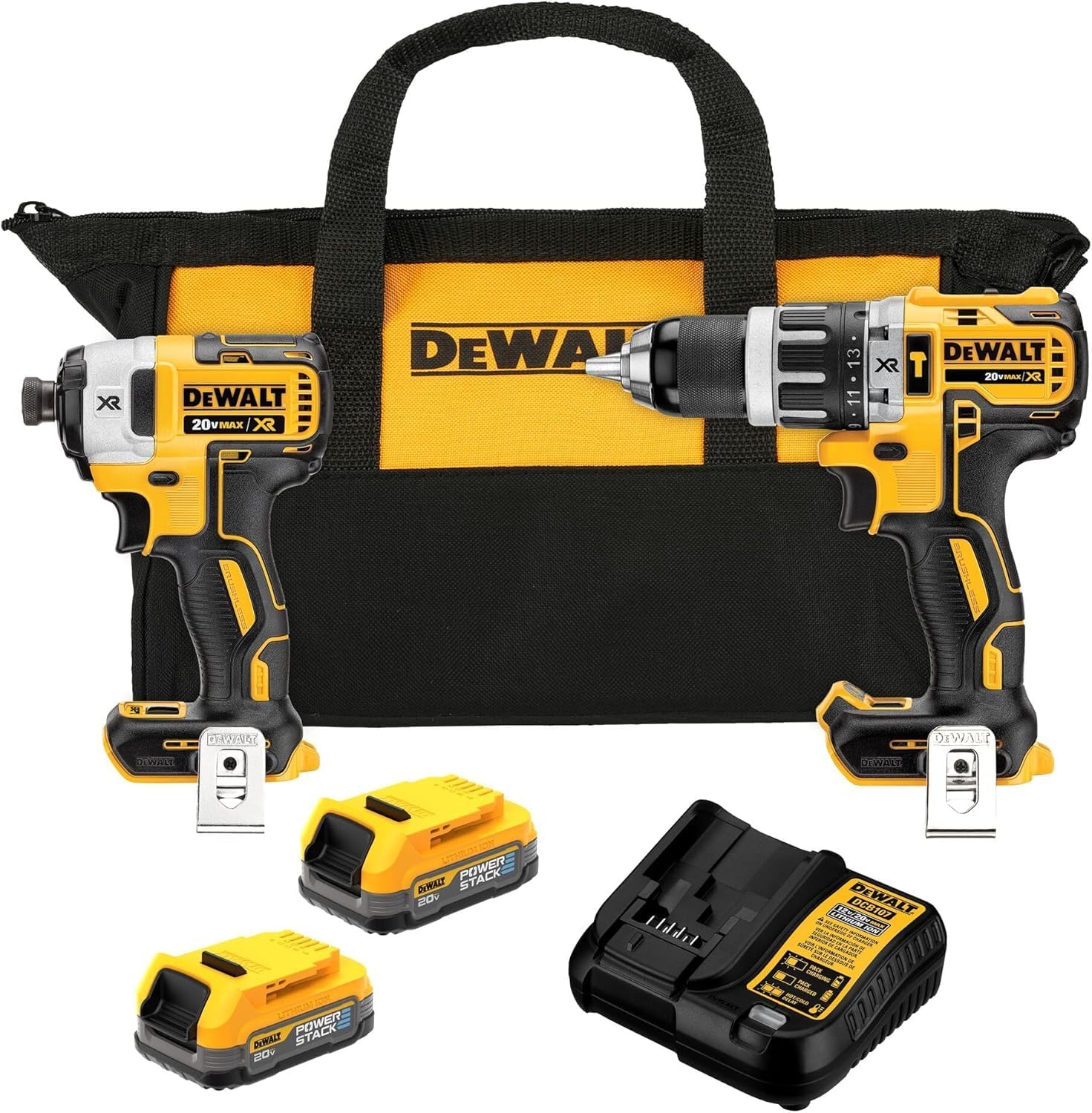 Kit de herramientas DEWALT 20V máx con taladro rotomartillo, atornillador de impacto y accesorios