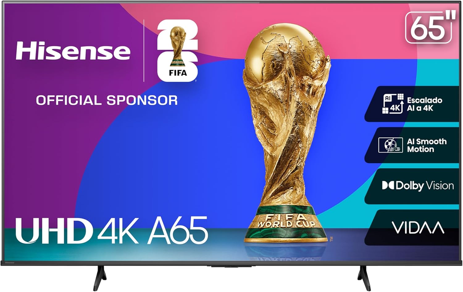 Hisense Television A65N Pantalla 65 Pulgadas, UHD 4K, Control Remoto por Voz con Alexa