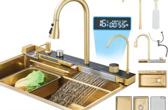 Fregadero de Cocina de lujo Multifuncional Oro cepillado con Grifo Extraíble