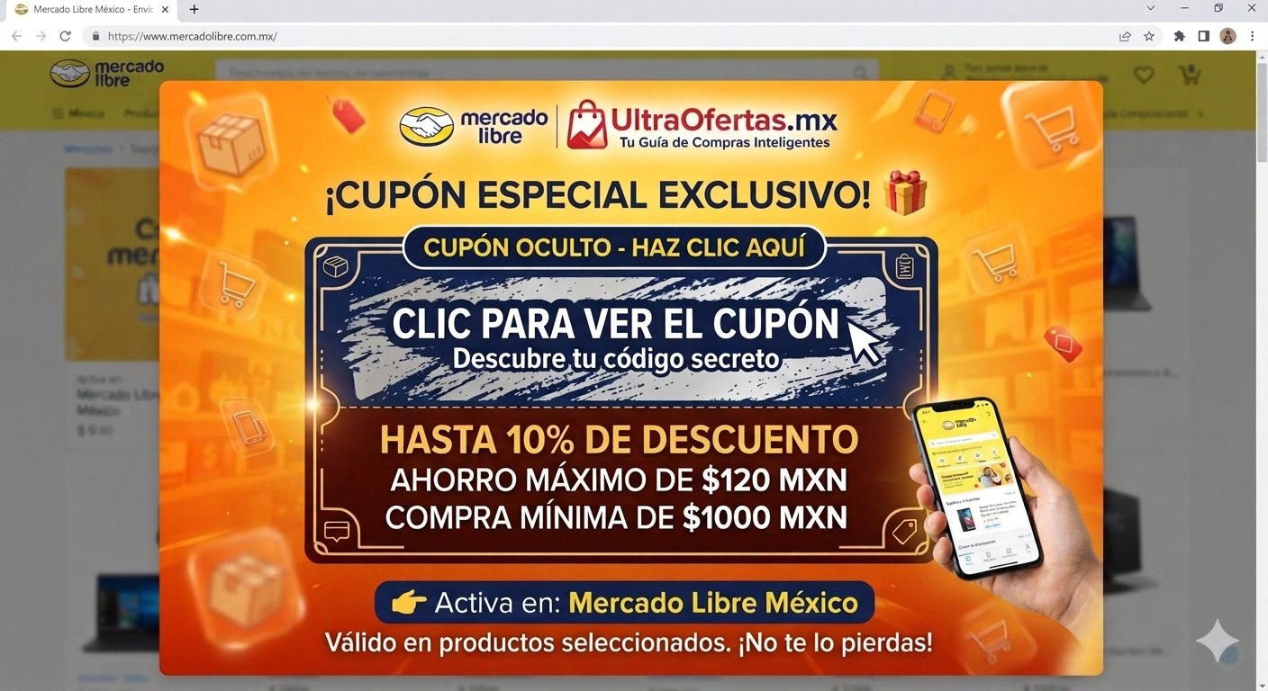 Mercado Libre: 10% de descuento | compra min. $1000 | descuento max $120