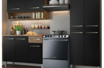 Cocina Integral Completa Emilly Pop 229 cm 2 Marrón Negro Madesa
