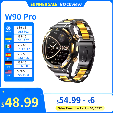 Nuevo reloj inteligente Blackview W90 Pro GPS pantalla AMOLED HD de 1,43 «