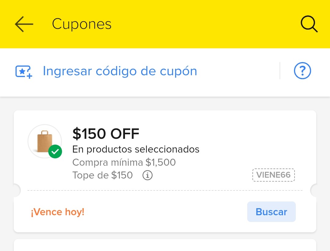 Cupon Mercado Libre: | $150 OFF | Min. $1500
