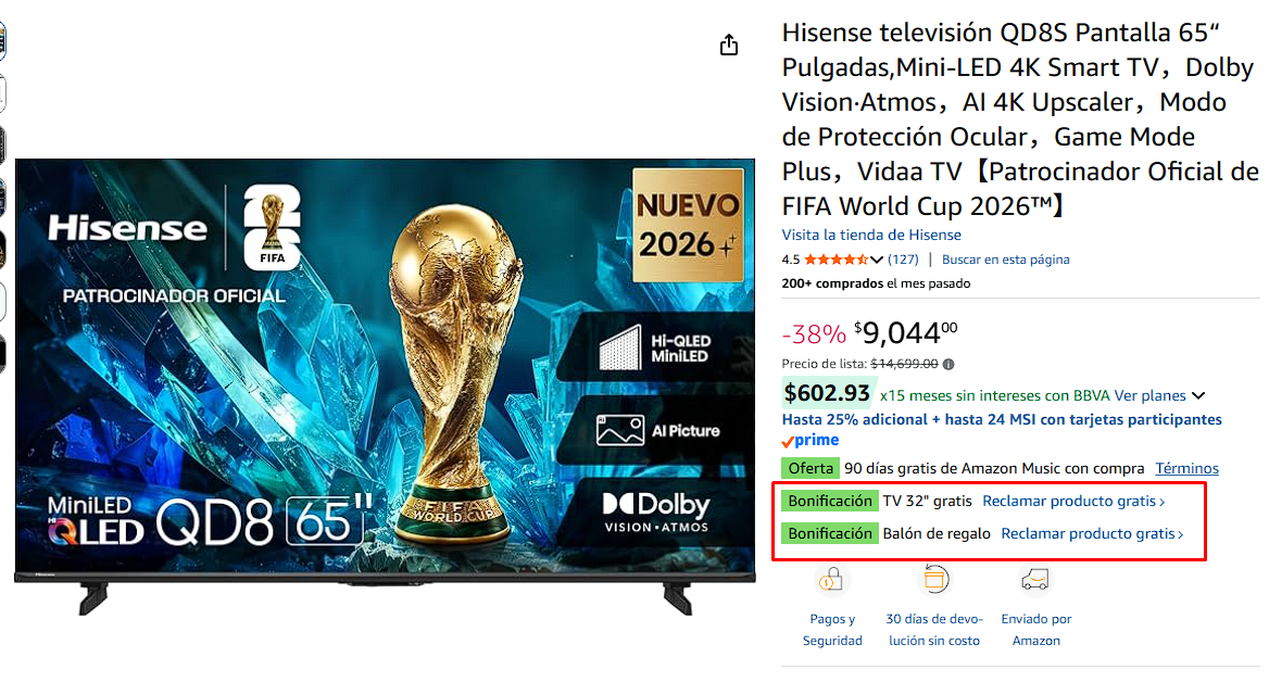 Pantalla 65 pulgadas + GRATIS pantalla 32 pulg + Balón GRATIS!! aplica los descuentos bancarios! 5 +15% Adicional!