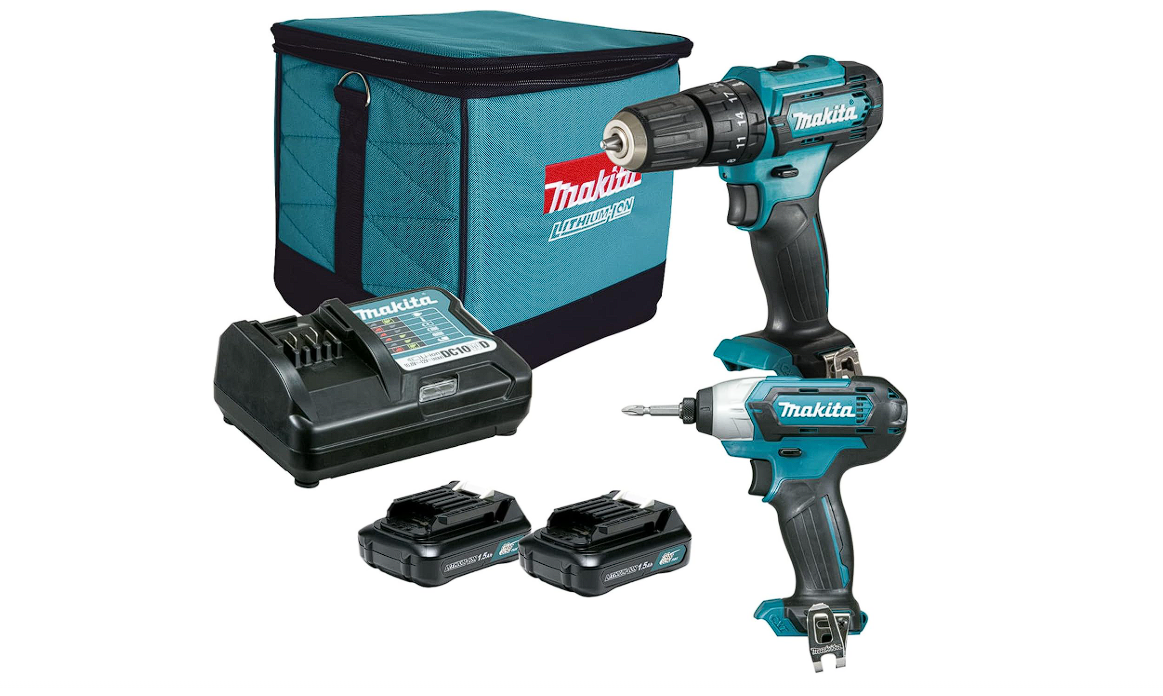 Makita Kit Taladro Atornillador y Rotomartillo Inalámbrico 12V con Estuche