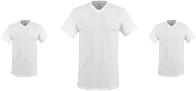 Hanes, Playera Cuello V Caballero 3 Piezas, CH, Blanco