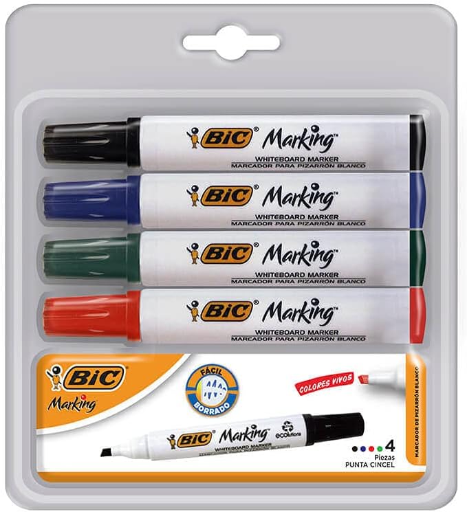 BIC Marcadores de Pizarrón, Borrado Fácil, Olor Suave