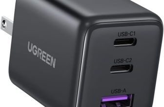 30W GAN Cargador Tipo USB C con 3Puertos, Cubo de Carga Rápido Negro