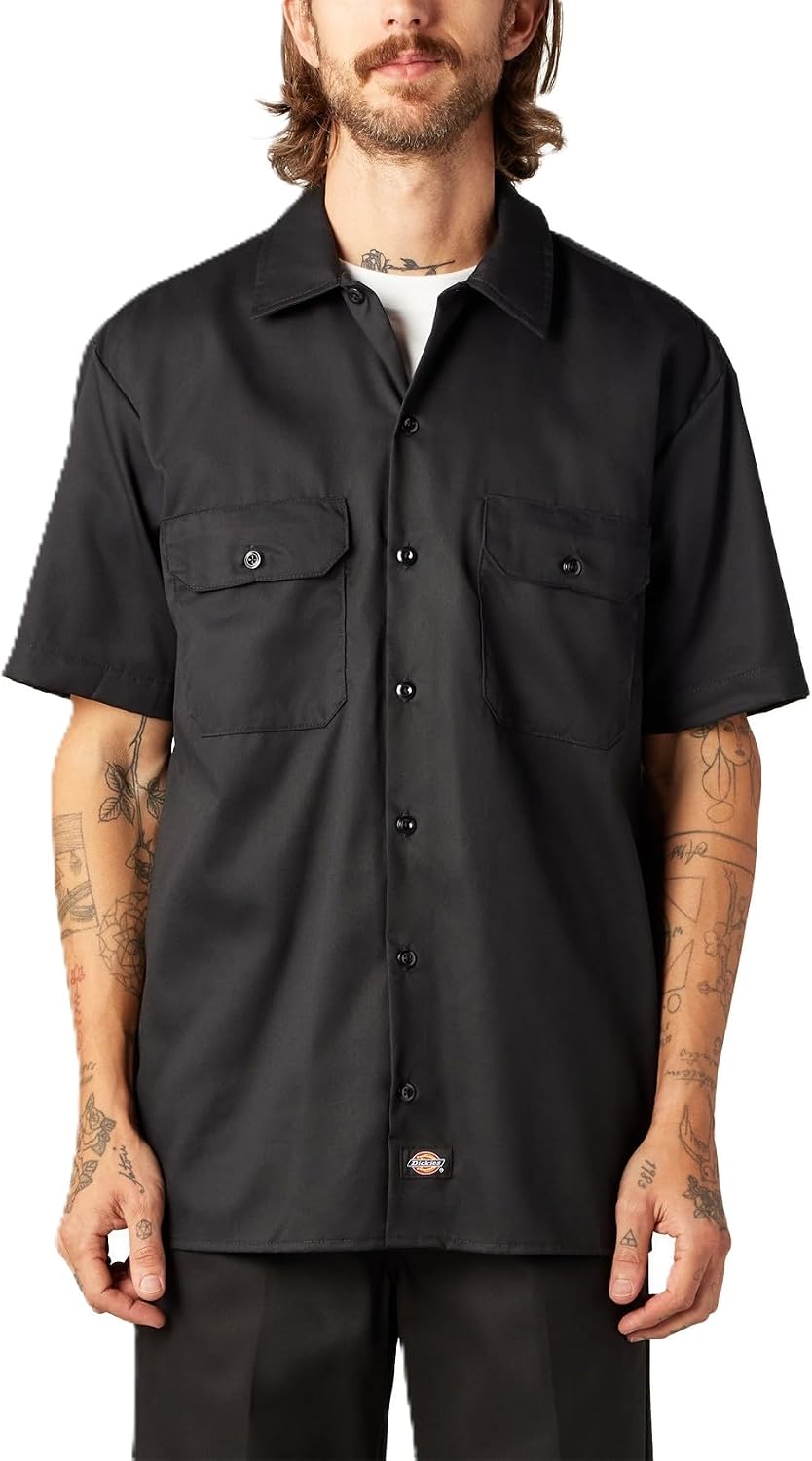 Dickies Flex – Camisa de Trabajo de Manga Corta para Hombre, Negro –