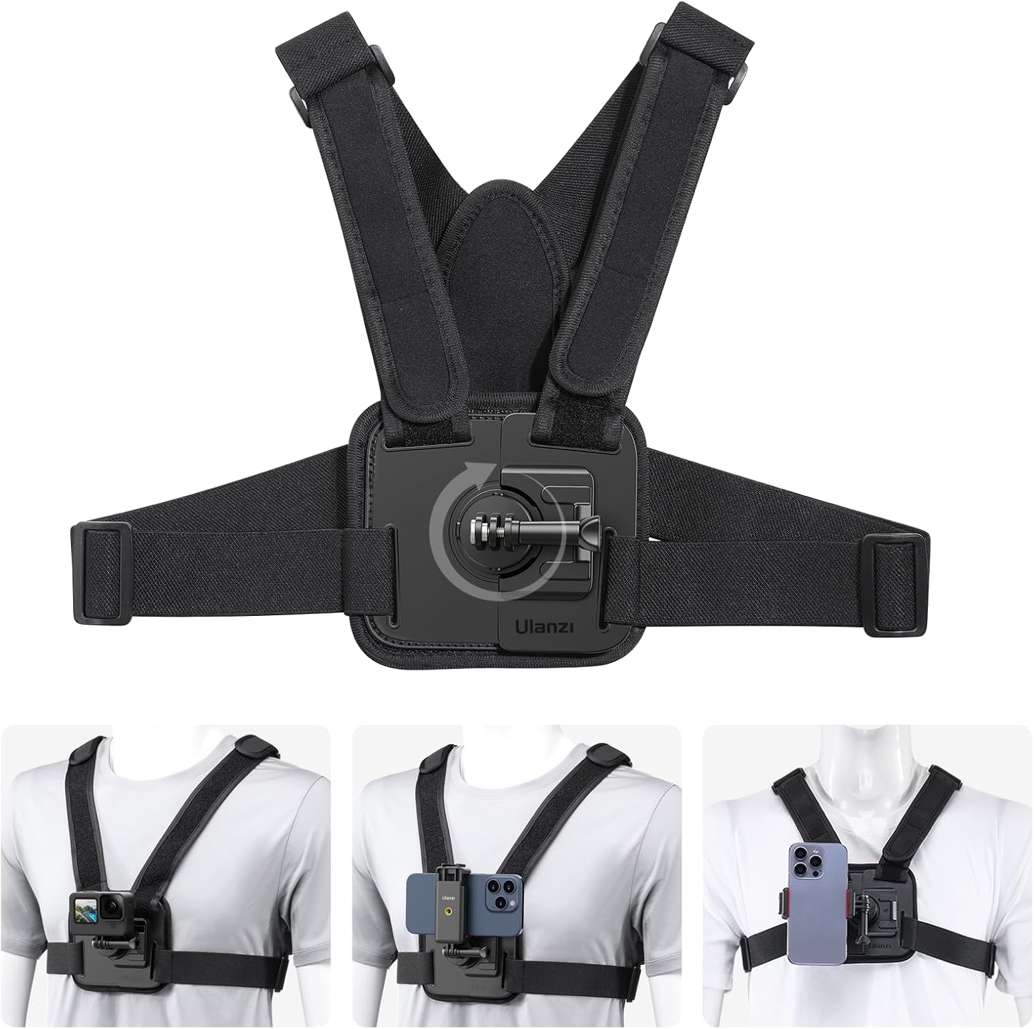 CM028 – Arnés de Montaje Ajustable en el Pecho con conmutación Vertical/Horizontal para cámaras de