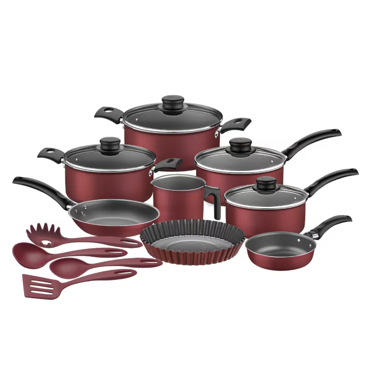 Batería de Cocina Tramontina Turim Rojo 16 piezas