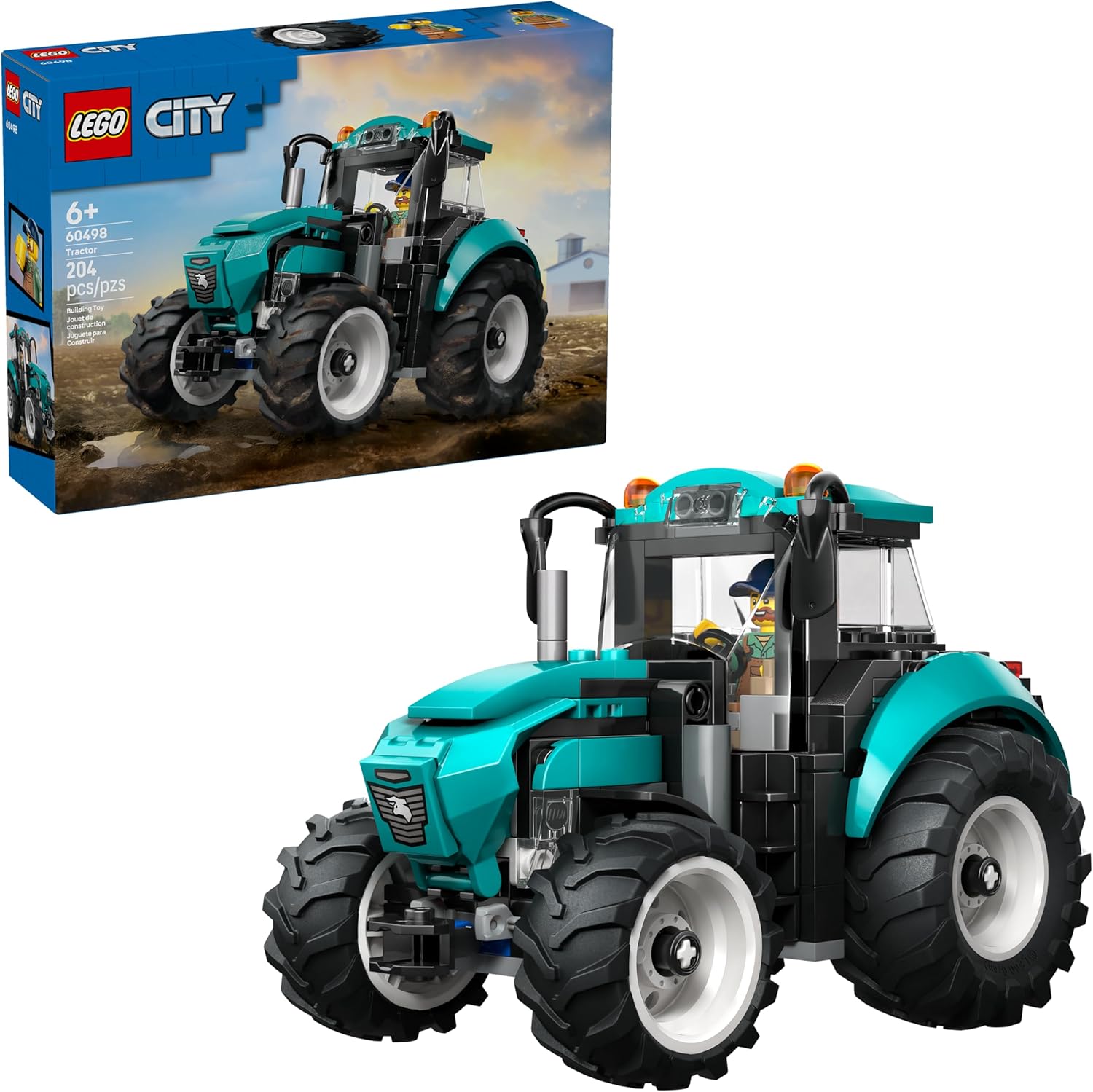 City Tractor – Set de Construcción de Juguete Agrícola con Minifigura de Agricultor – Vehículo