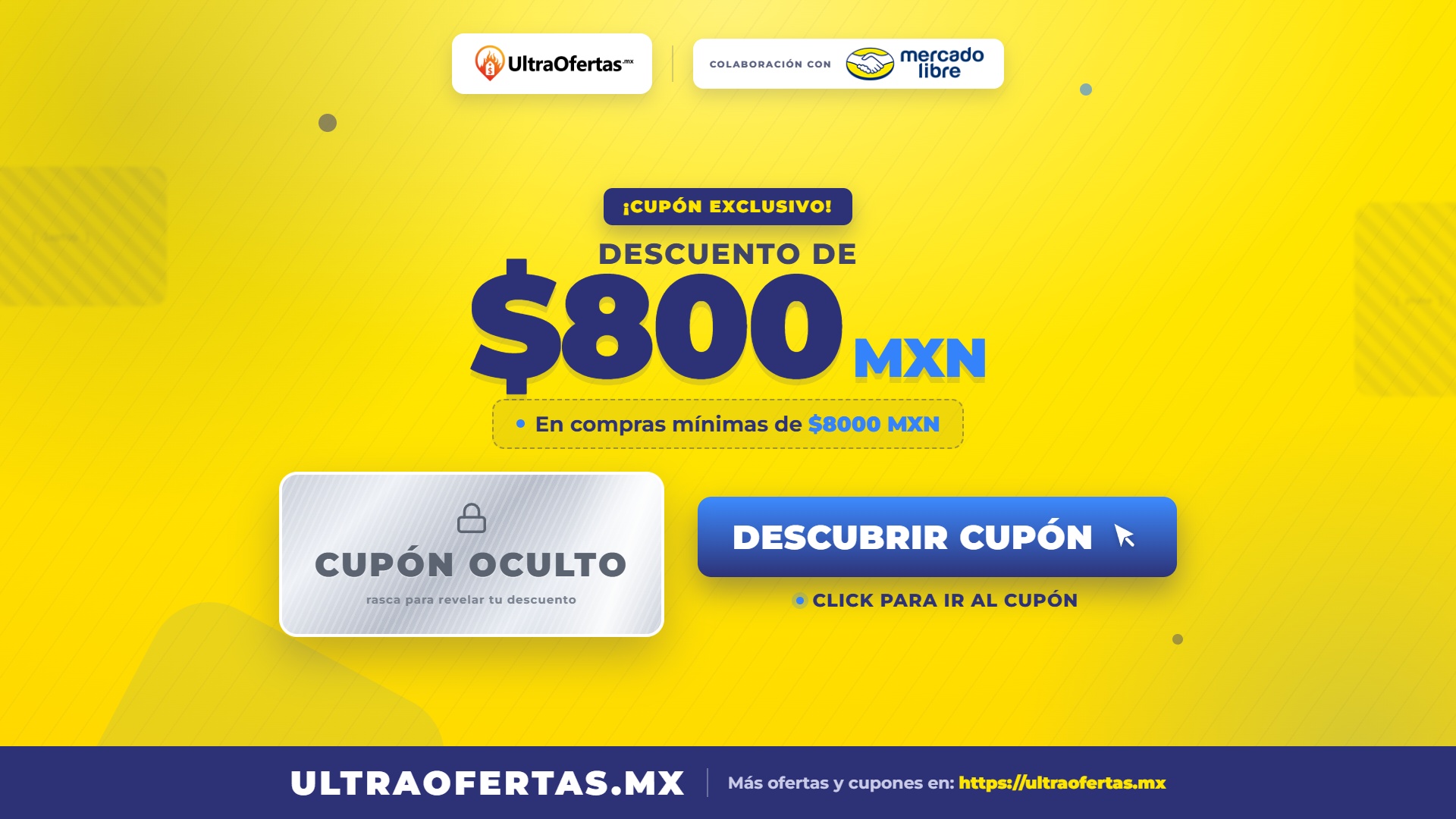Mercado Libre: Cupon $800 | Compra Min. $8,000