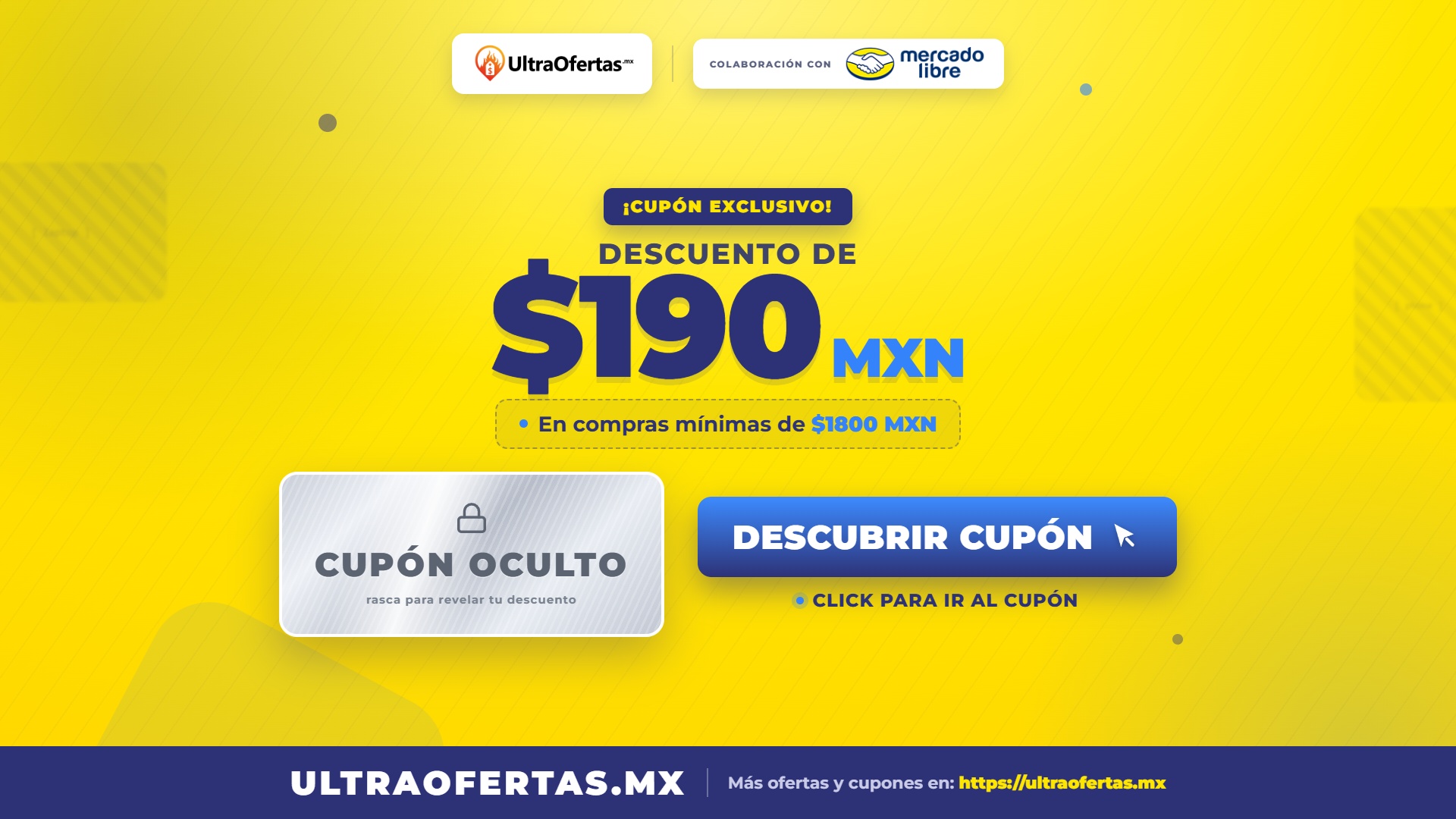 Mercado Libre: Cupón de hasta $190 | Compra Min. $1800