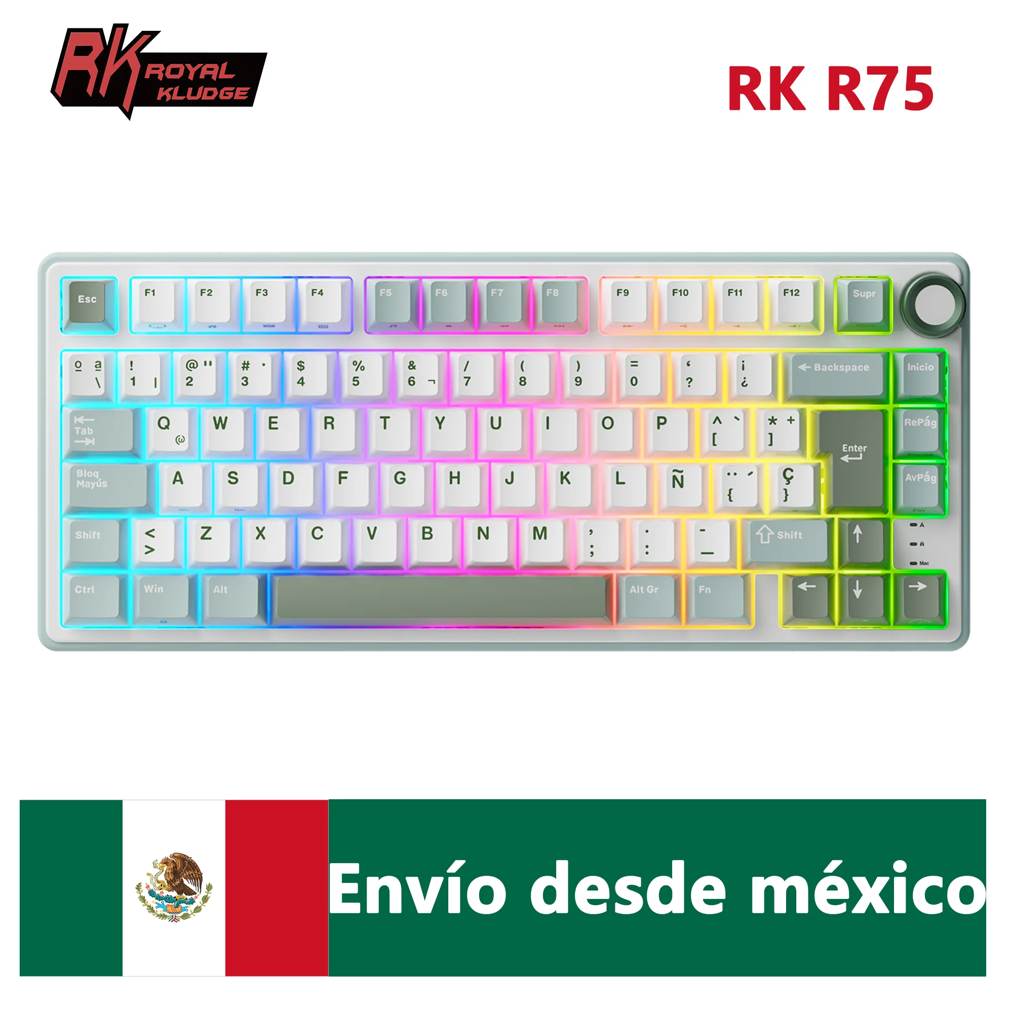 Teclado Mecánico Royal Kludge RK R75, 80 Teclas, 80%, Silver Switch