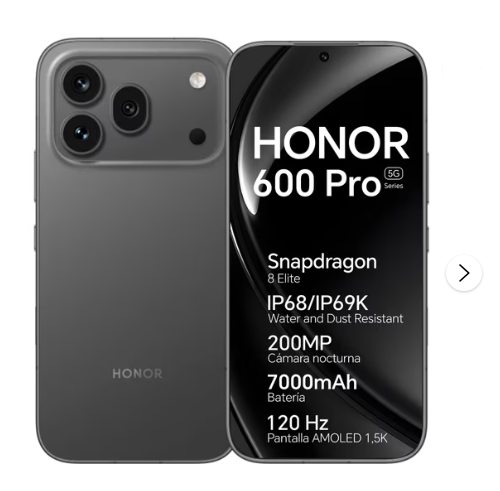 HONOR 600 Pro 5G 12GB+512GB Snapdragon 8 Elite Cámara Principal 200MP Batería 7000mAh Carga 80W, eSIM