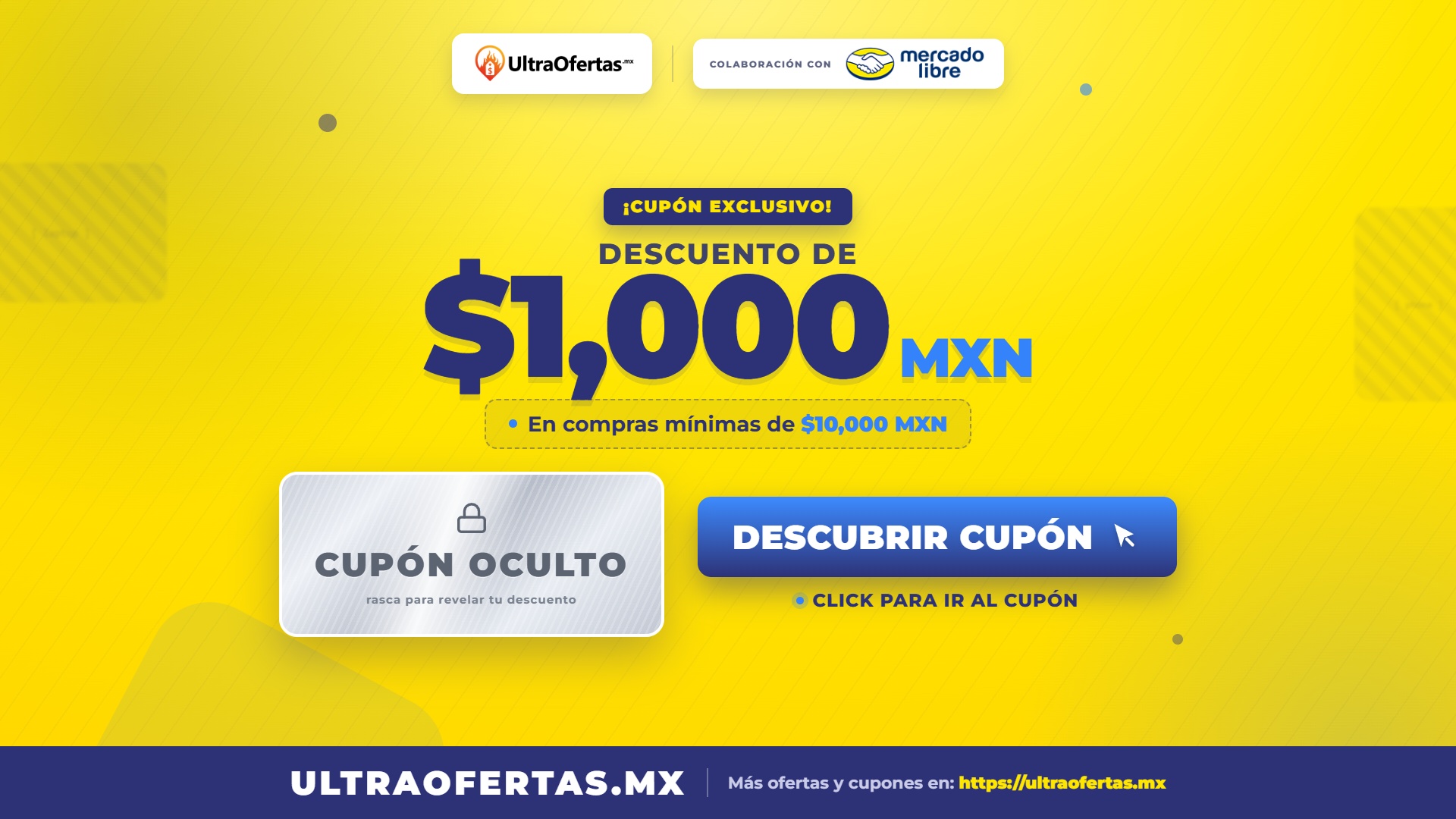 Mercado libre: Cupón de -1000 OFF | compra min. $10,000 MXN