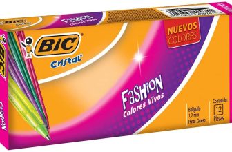 Bolígrafos Cristal Fashion (12pzas) Punto Grueso 1.2 mm Barril Hexagonal Colores Vivos Escritura Suave