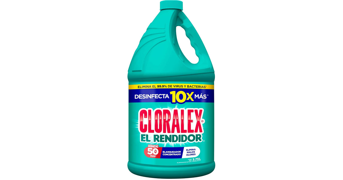 Cloralex Blanqueador El Rendidor 3.7 L (al 3×2 – $94 por 3 botellas)