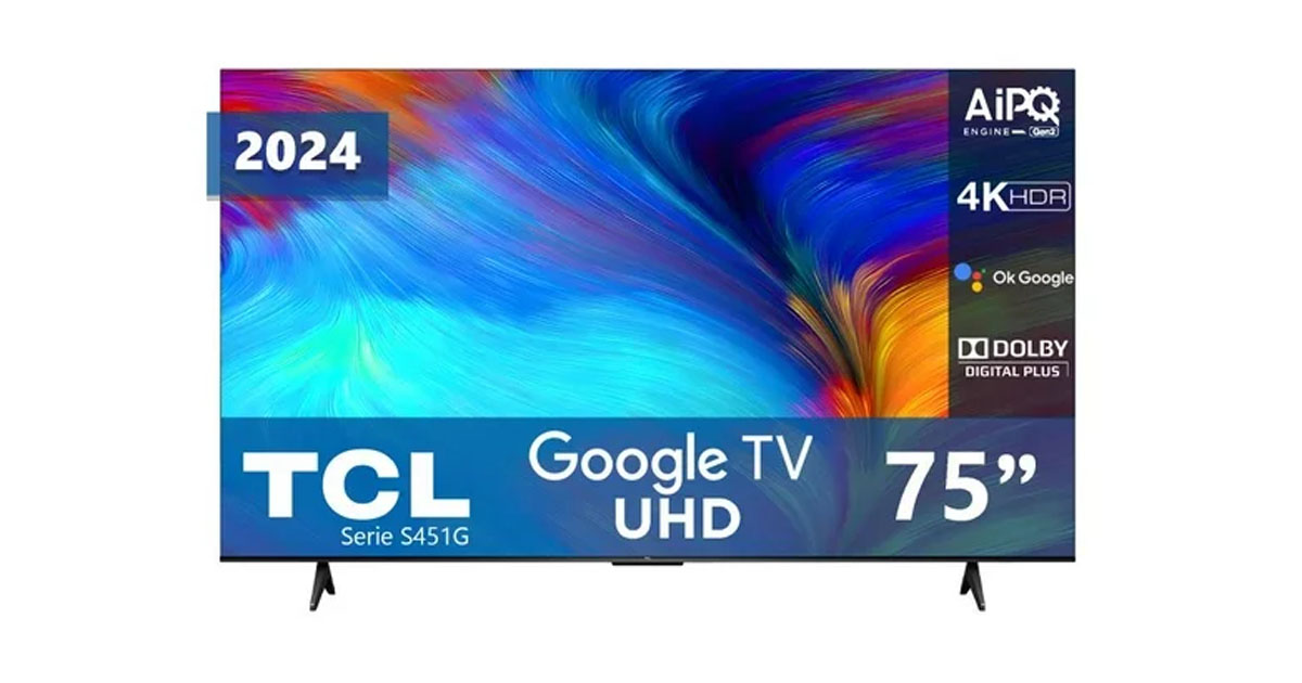 Pantalla TCL 75″ UHD 4K Google TV 75S451G