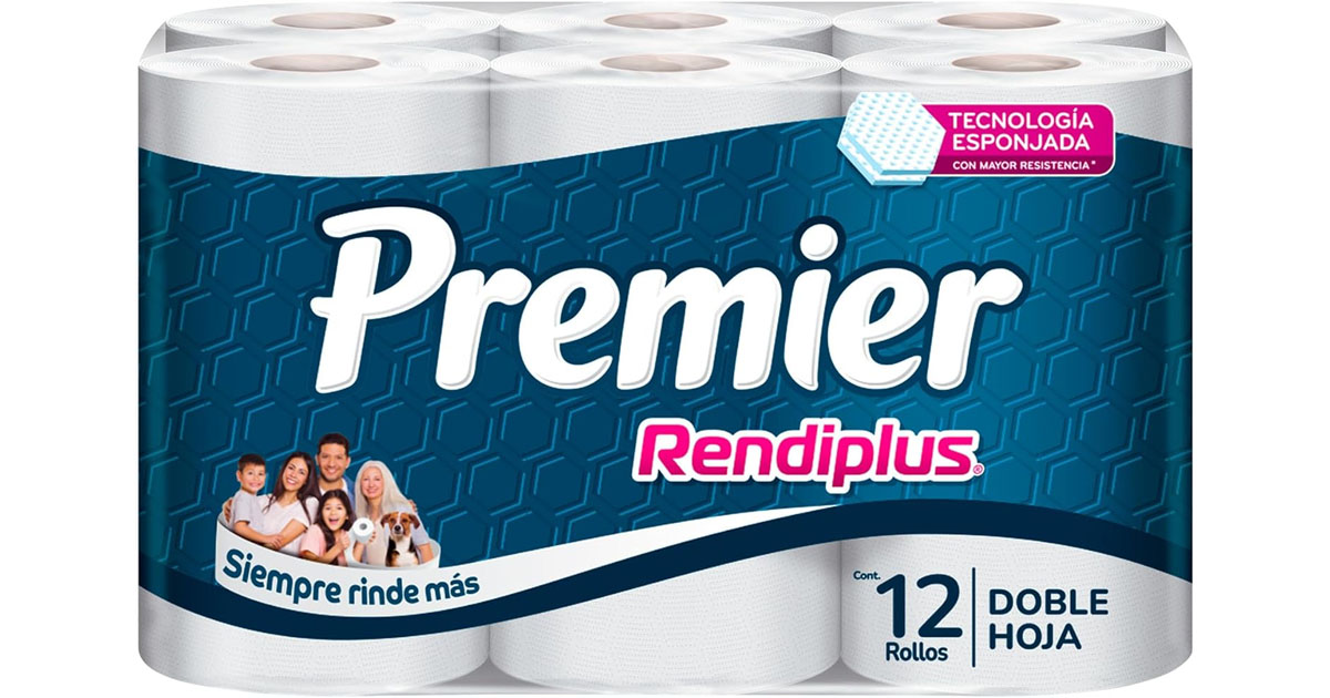 Premier Papel Higiénico Rendiplus 12 Rollos 300 hojas (al 3×2 – $138 x 3)