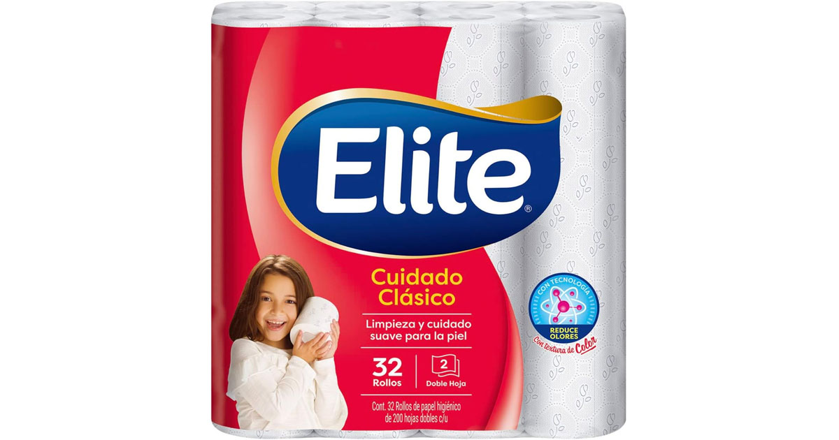 Elite Cuidado Clásico Papel Higiénico Doble Hoja 32 Rollos – Limpieza y Cuidado para tu Piel