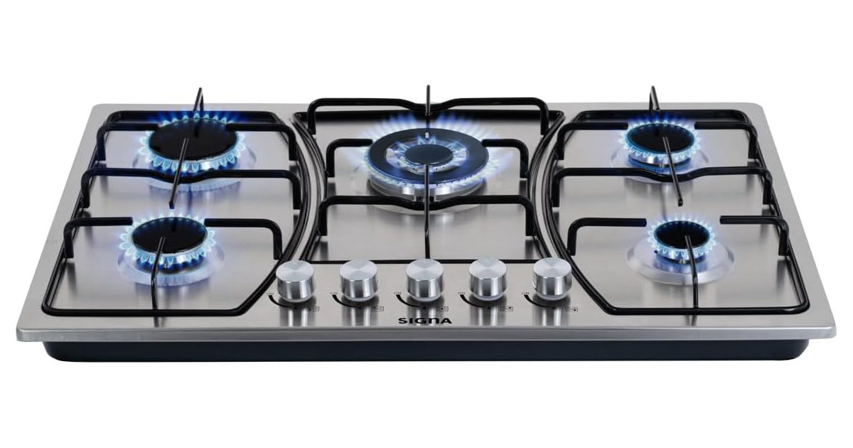Parrilla De Gas 5 Quemadores De Acero Inoxidable Estufa Compatible Con Gas LP Empotrable