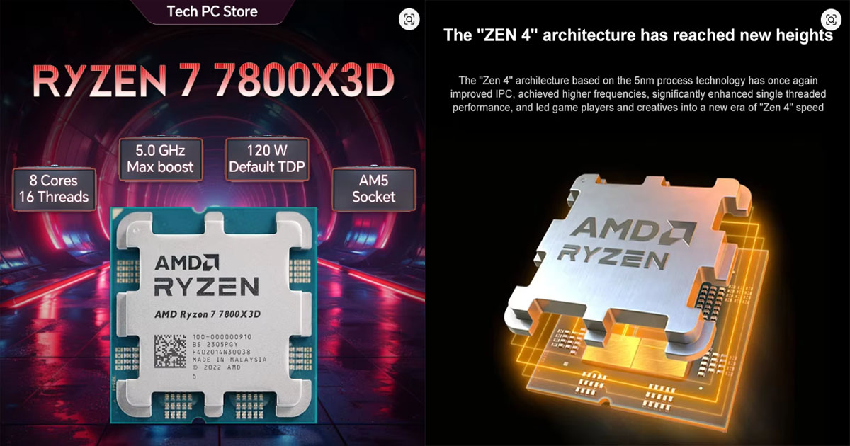 Aliexpress: Procesador AMD Ryzen 7 7800X3D 120W,4,2 GHz 8 núcleos 16 hilos