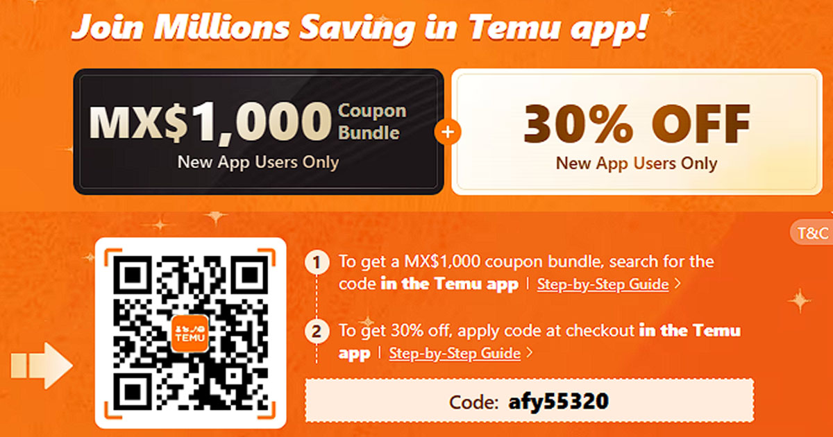 Temu: 30% off al reinstalar la app o para nuevos usuarios | adicional $1000 en cupones!