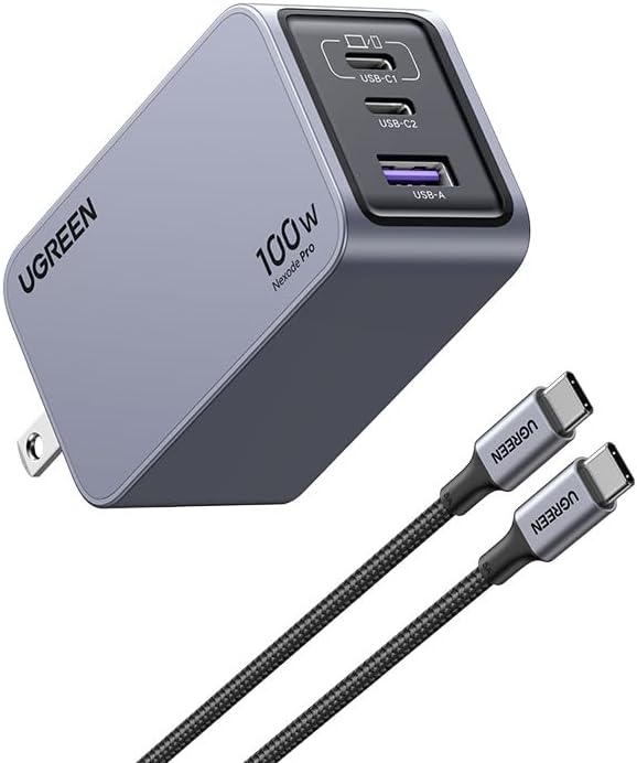 Nexode Pro 100W Cargador Tipo C con Cable C 100W 1.5M Pared 3Puertos
