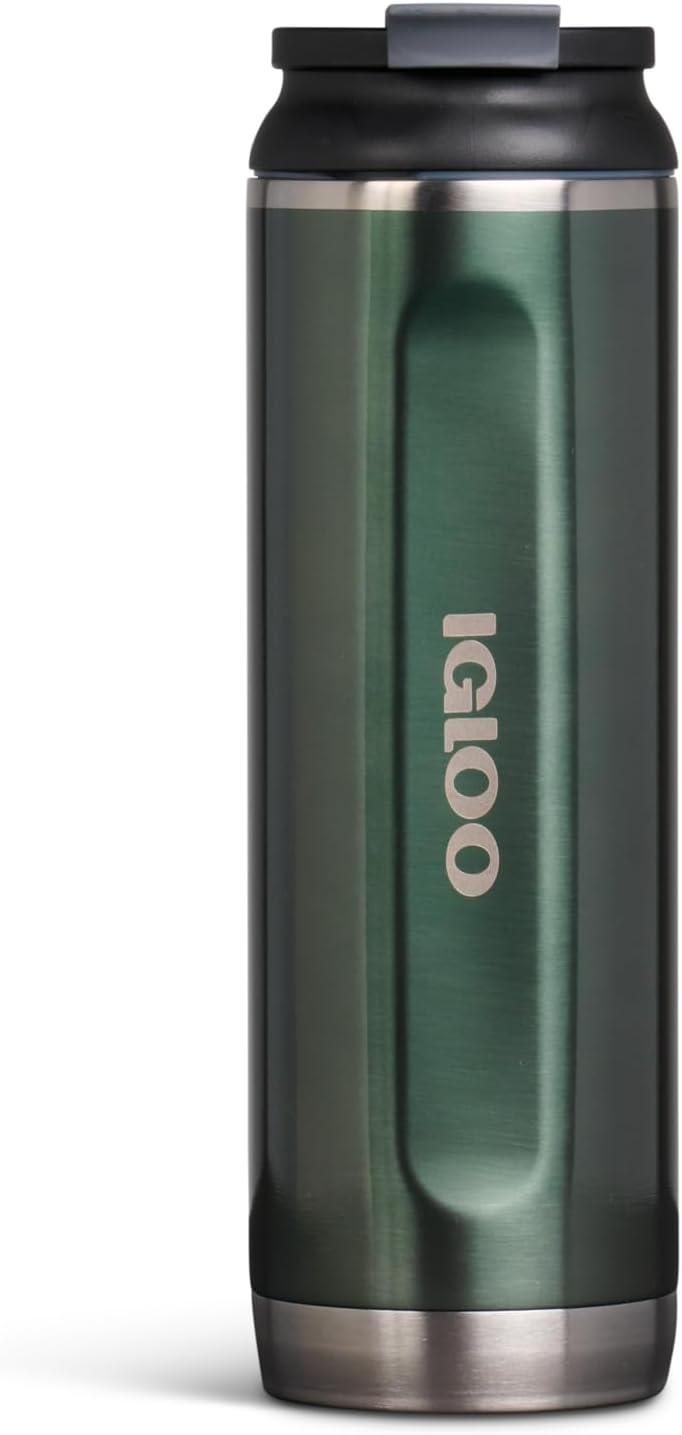 Igloo – Vaso de Acero Inoxidable de 591 ml, Flip ‘n’ Sip, Abeto
