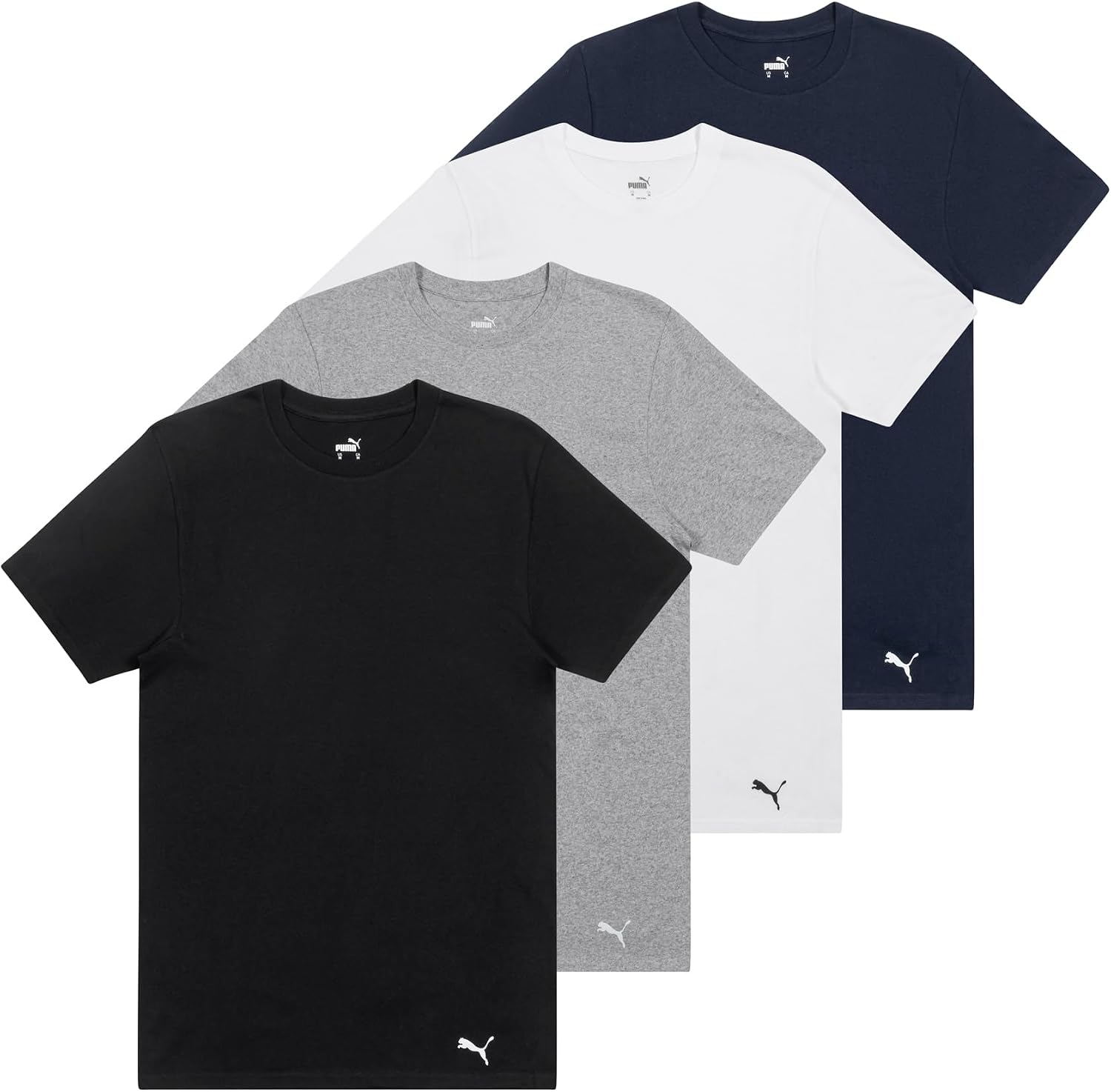 Puma – Paquete de 4 Camisetas de algodón de Manga Corta para Hombre