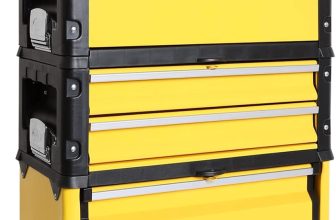 RED – Caja de herramientas portátil apilable de metal con ruedas y 2 cajones