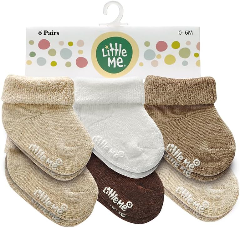 Little Me Baby Socks – Paquete de 6 calcetines de rizo para recién nacidos