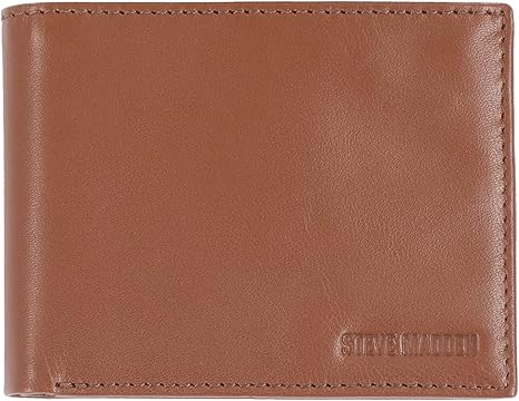 Steve Madden – Cartera de piel con bloqueo RFID para hombre con ventana de identificación de
