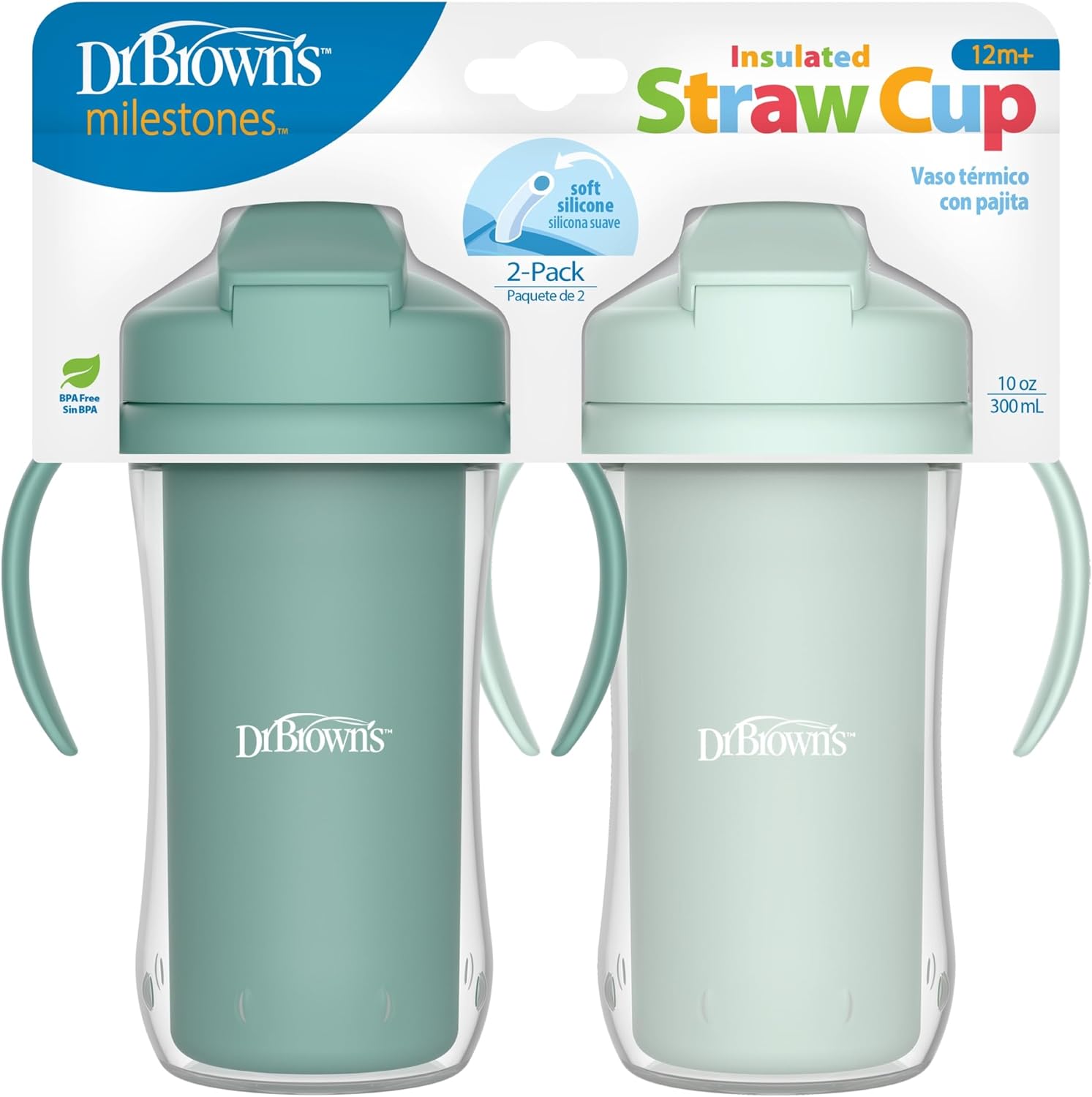 Dr. Brown’s Milestones – Taza aislada para sorbos con pajita y asas