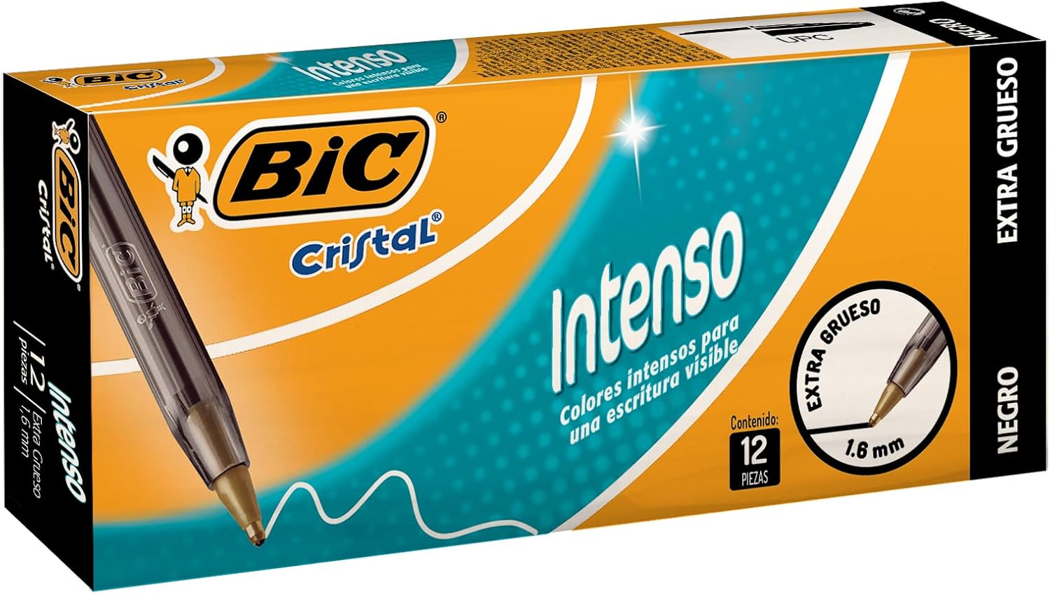BIC, Bolígrafo de Punto Grueso, Pluma Clásica, Cristal Intenso