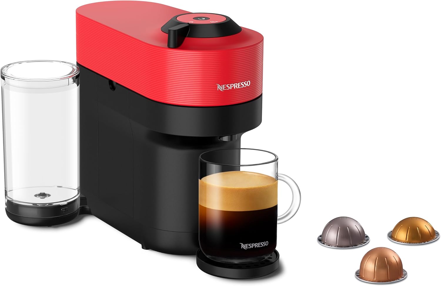 Nespresso Cafetera Vertuo Pop Roja con 12 Cápsulas