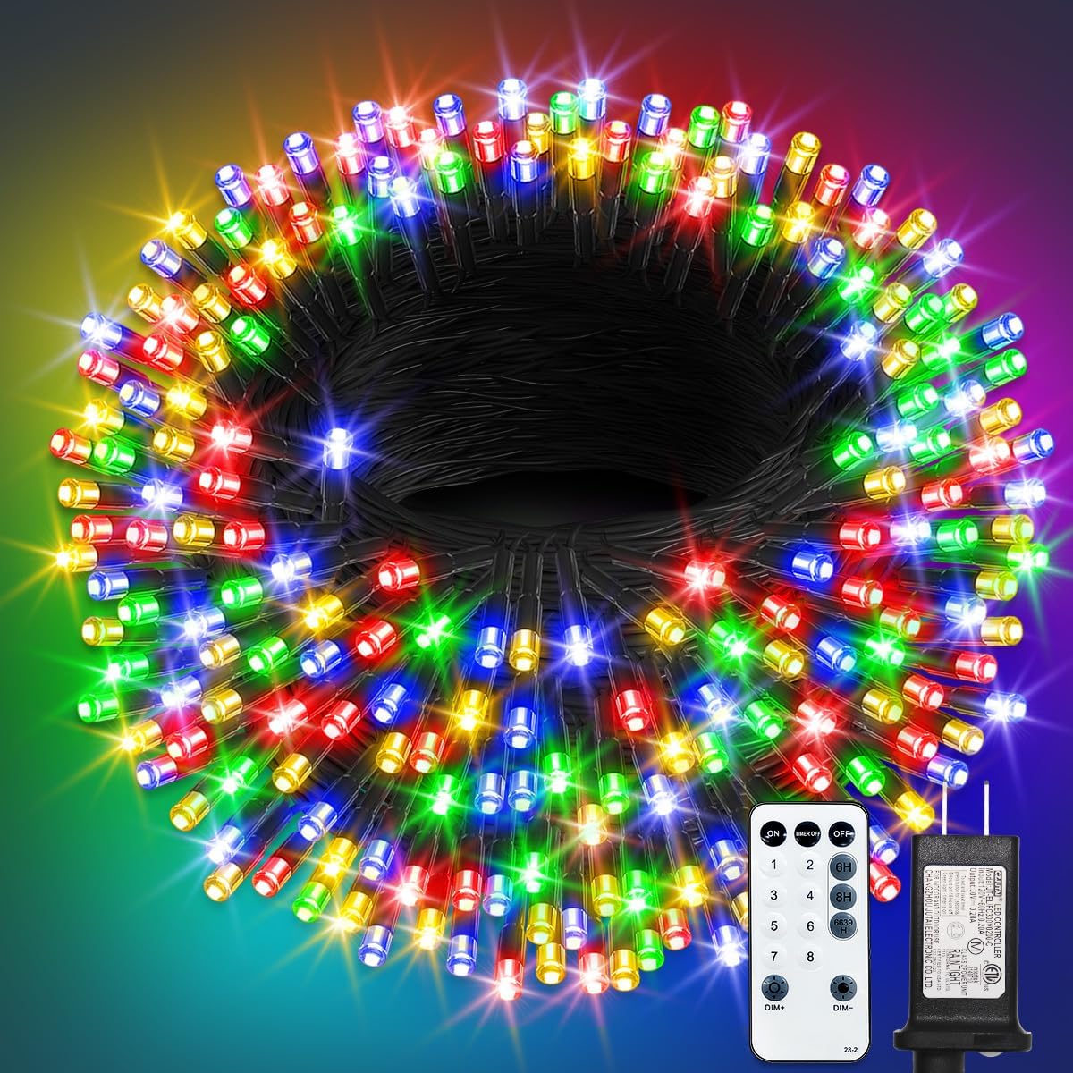 300LED Luces Navideñas Multicolor, Luces de Navidad Para Exterior