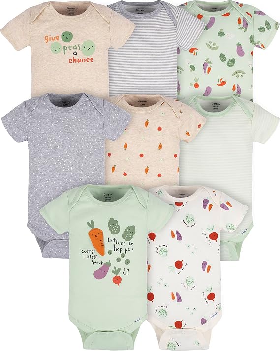 Gerber – Body unisex de manga corta para bebé, paquete de 8