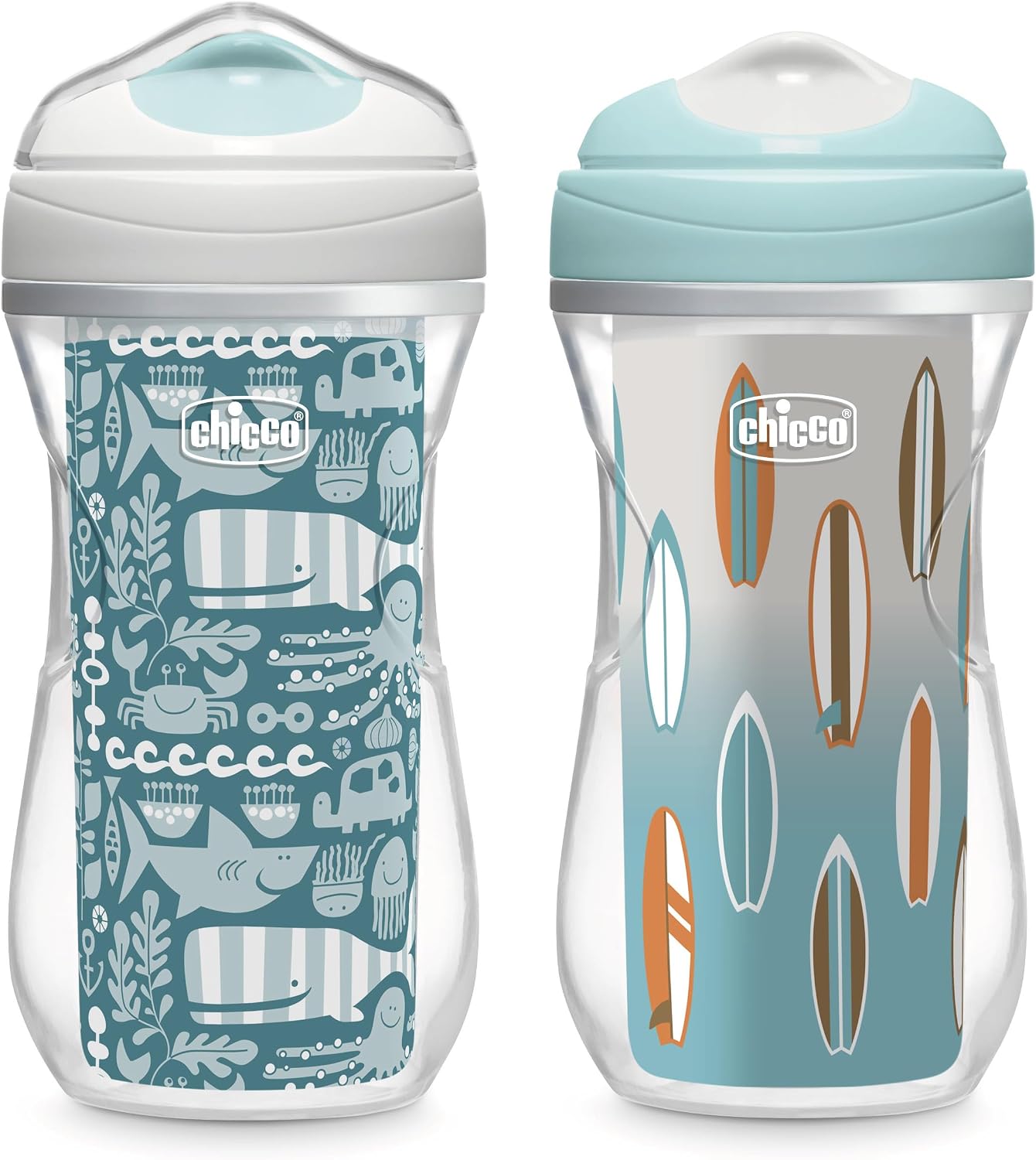 Chicco – Taza para sorber aislada de doble pared con boquilla de borde a prueba de mordidas y tapa