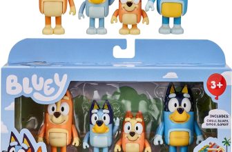 Bluey and Friends – Paquete de 4 Cifras posables de 2.5 a 3 Pulgadas