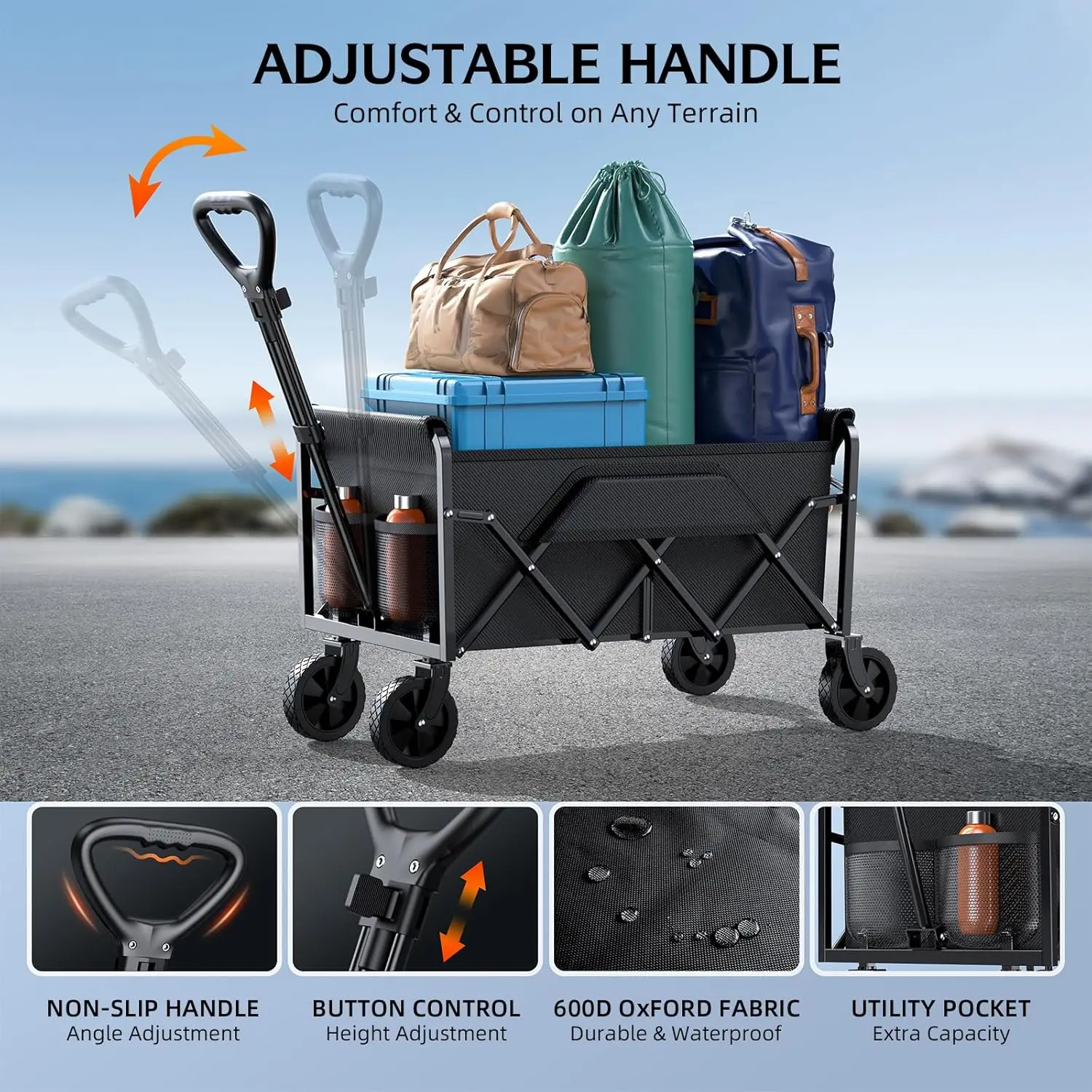 Aliexpress: Carrito Plegable Portátil con Puerta y Ruedas Giratorias