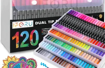 Marcadores Doble Punta IFORU 120 Colores Plumones Punta Pincel Kit Escolar