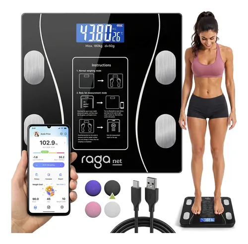 Báscula Bluetooth Digital Inteligente de Baño Negro