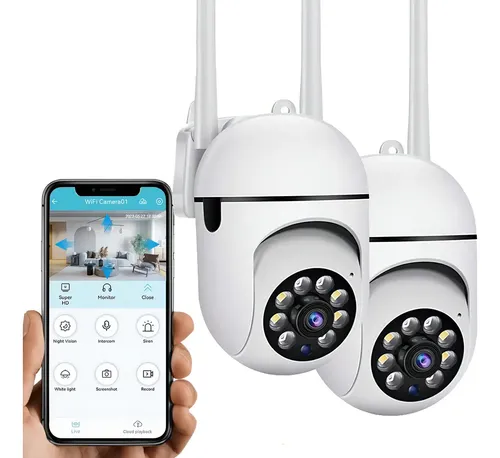 Cámara Seguridad 2PCS 1080p 360° Visión Nocturna 2MP