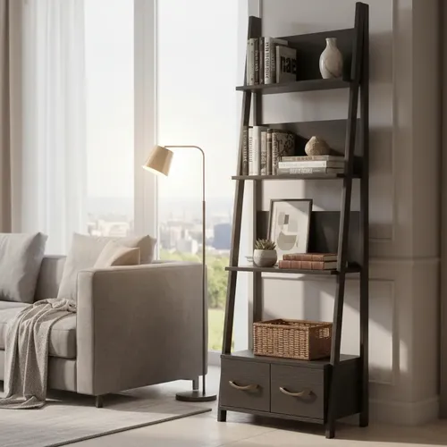 Estante de Pared con 2 Cajones Organizador Negro