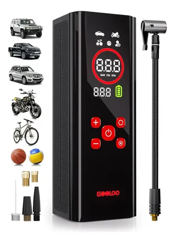 Inflador De Llantas Portátil Inalámbrico Compresor De Aire 150 PSI Power Bank Auto Moto Bici